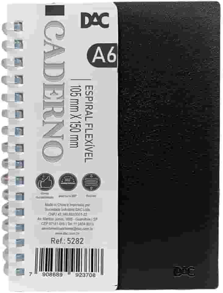 DAC - Caderno Espiral em PP A6 - Preto