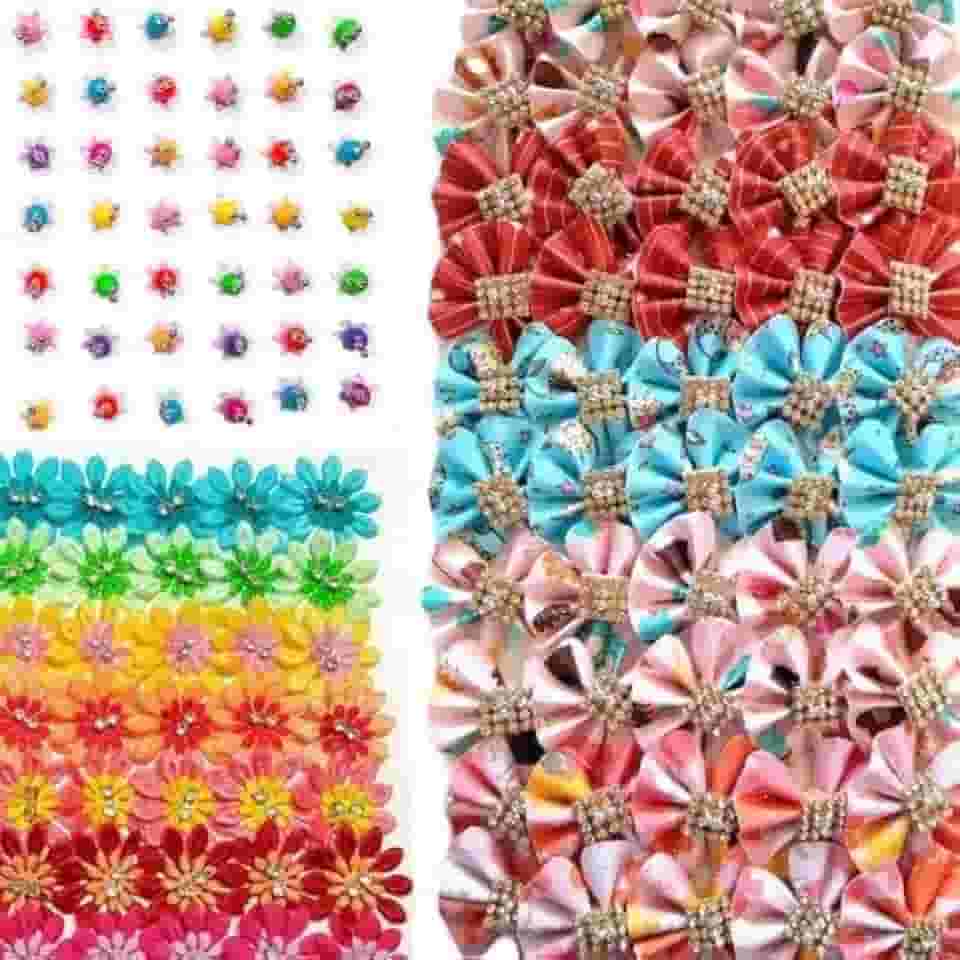 Kit com 250 Laços Pet PMG com Cores e Tamanhos Sortidos da Fancy Dog