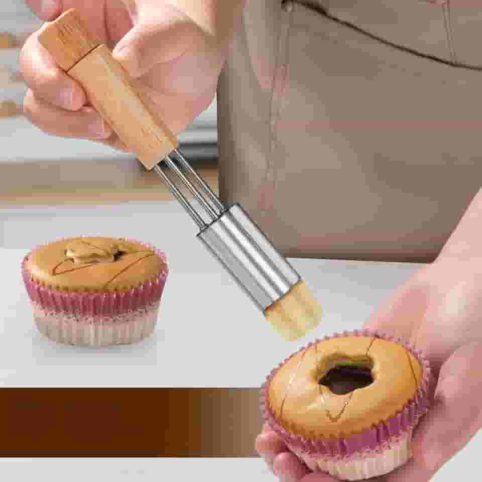 Ferramenta de enchimento de pastelaria de aço inoxidável para cupcake Corer com design antiderrapante de tamanho compacto para facilitar o cozimento e fazer cupcake