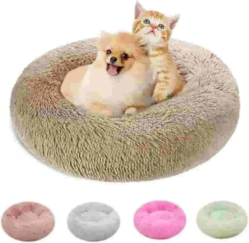 Caminha Nuvem CAMA Pet Redonda PELUCIA Para Cachorros E Gatos DONUT FILHOTES CASA CASINHA NINHO FUNDO ANTIDERRAPANTE QUALIDADE PREMIUM P 40 CM (MARROM)