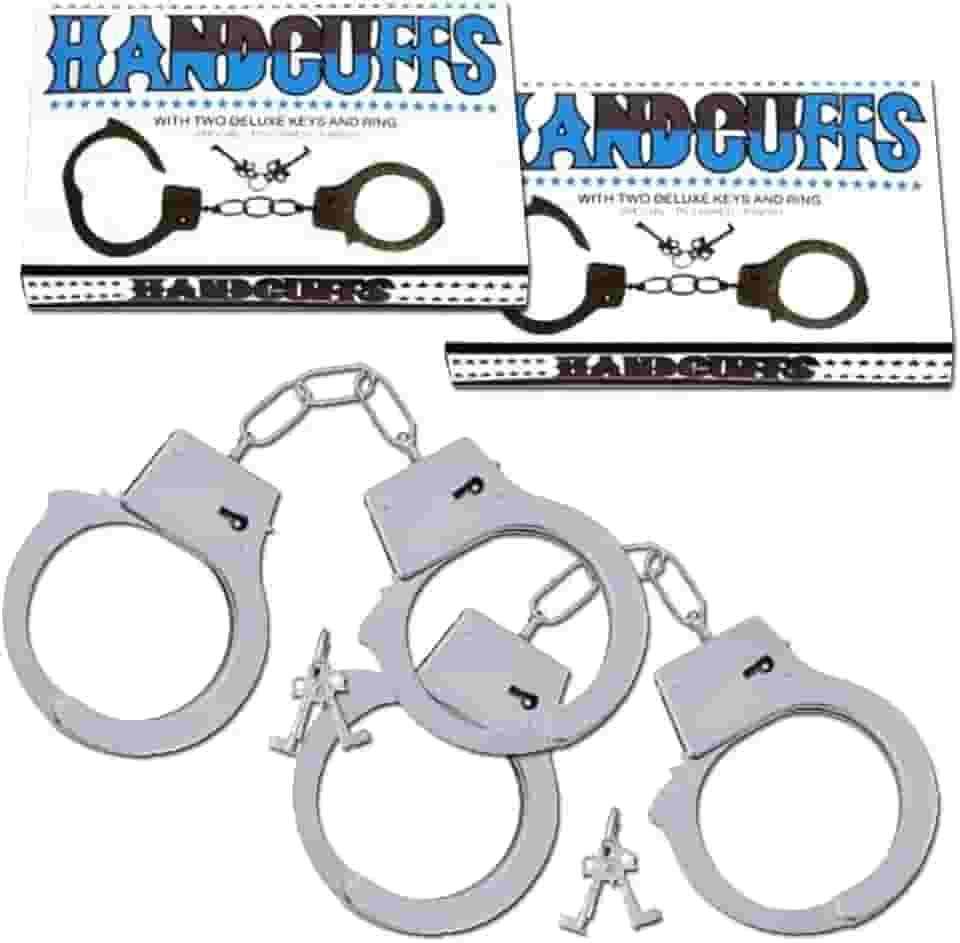 Kit Casal 2un Algemas de Metal Para Realizar Fantasias e Fetiches Sensuais policial Sexy Sexshop
