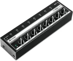 VEDO Amplificador de fone de ouvido, amplificador de áudio estéreo de 8 canais, divisor de fone de ouvido multiportas, mixer para estúdios de gravação e bandas, com 8 portas de saída