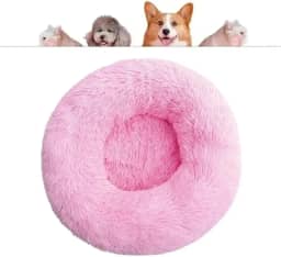 Caminha Nuvem Cama Pet Redonda Pelucia Para Cães Gatos Tam G DONUT BORDAS ELEVADAS CASA CASINHA NINHO FUNDO IMPERMEAVEL ANTIDERRAPANTE QUALIDADE PREMIUM (ROSA)