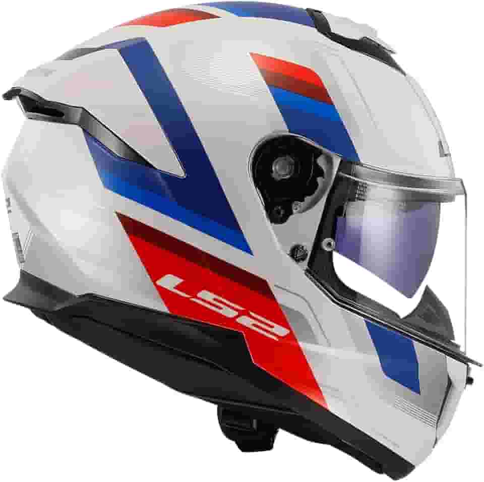 Capacete LS2 Stream 2 FF808 Vintage Branco Azul e Vermelho Brilhante Masculino e Feminino