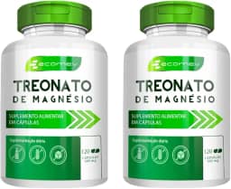 Kit 2Un Magnesio Treonato 100% Puro 500mg 240 Cápsulas Ecomev 4 Meses Tratamento