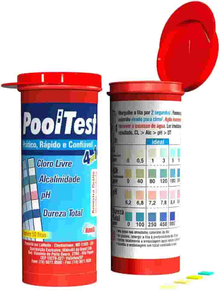 HidroAll Kit Pooltest 4 em 1 para Análise de Piscinas - 50 tiras