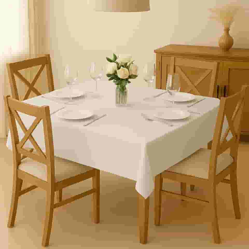 Toalha de Mesa Quadrada 4 Lugares Lisa 1,40m x 1,40m (Branco)