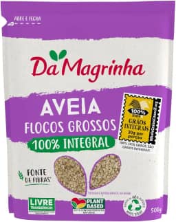 Aveia Da Magrinha 500g – Flocos Grossos, Integral, Fonte de Fibras, Sem Lupas de Alto Teor, Ideal para Mingaus, Receitas e Café da Manhã Saudável