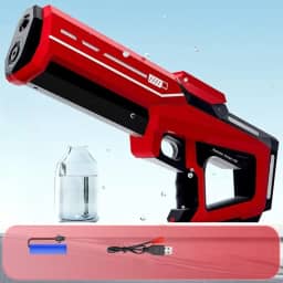 Lançador Arminha de Água Elétrico via USB, Pistola de água com Alcance Máx 10 Metros, Bateria Recarregável (VERMELHO)