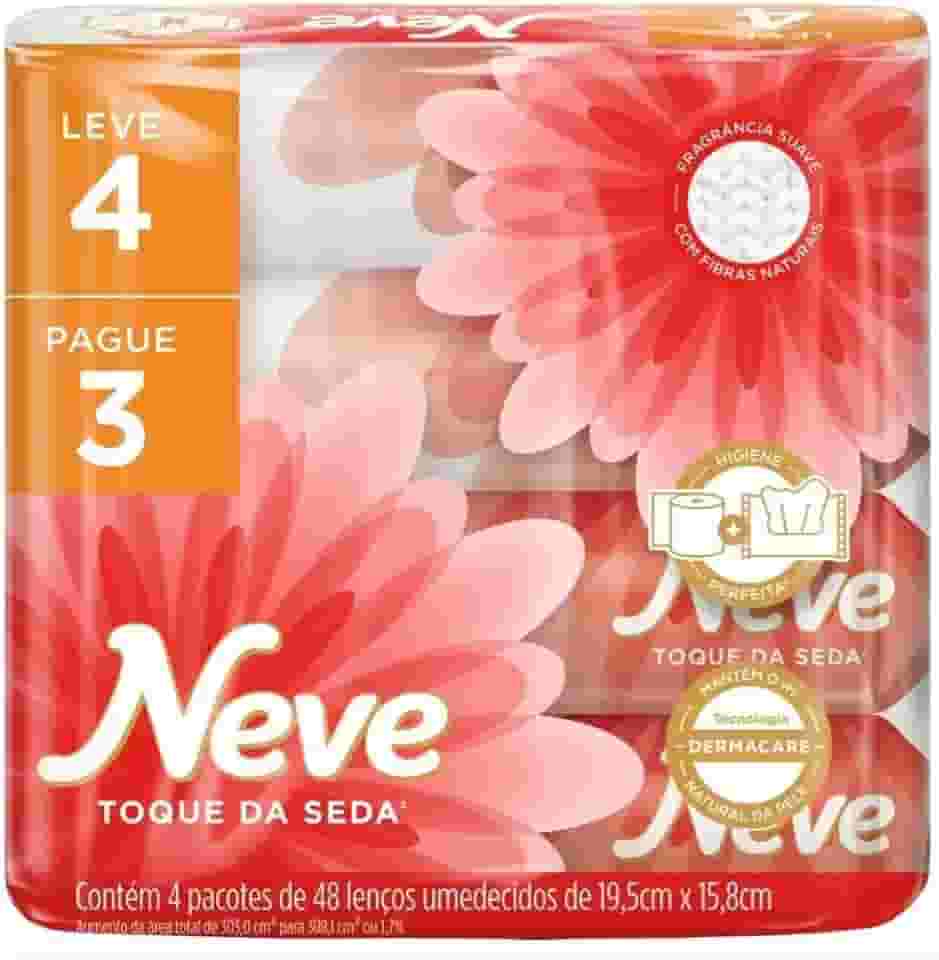 Neve Pack Lenços Umedecidos Toque de Seda, 48 Lenços, Leve 4 Pague 3