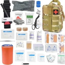 Kit de Primeiros Socorros Tático Militar, 156 Peças, Bolsa MOLLE com Torniquete, Kit de Emergência para Camping e Aventuras