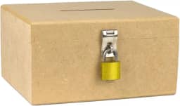 Cofrinho de Madeira Em Mdf Cofre Com Furo Para Notas Moedas e Fecho Para Cadeado (RETANGULAR + CADEADO)