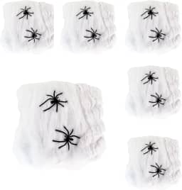 Kit 6 Teia de Aranha Artificial Decoração de Halloween Com 12 Aranhas