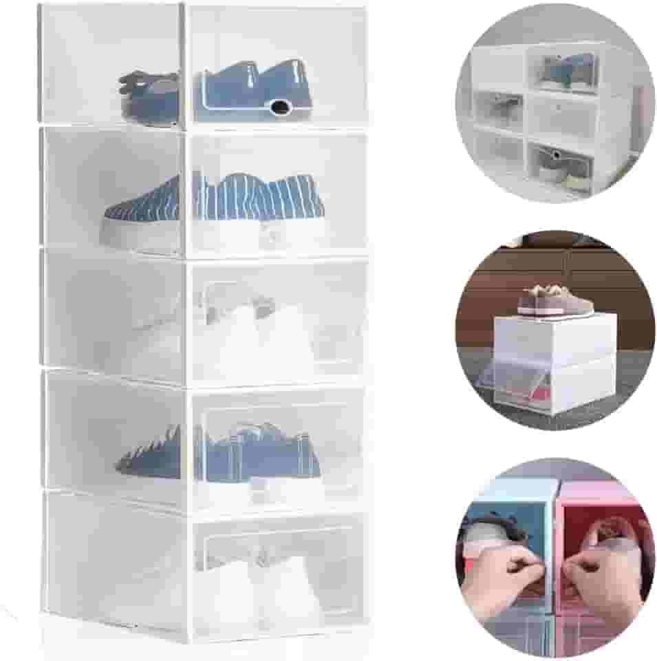 Kit 10 Caixas organizadora para guardar sapato sandália chinelo empilhável Sapateira Gaveta (Transparente)