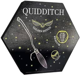 Harry Potter – Quadribol – Vassoura e Pomo Dourado – Impressão em madeira hexagonal de 29 x 25 cm – Pendure sozinho ou conecte a outras peças – Mercadoria oficialmente licenciada