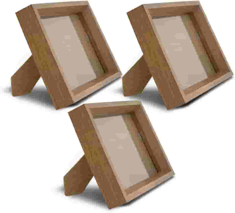 KIT 3 Portas-Retrato Vazado Fundo 10x15 Design Moderno e Elegante para Decorar sua Casa ou Escritório (Tabaco)