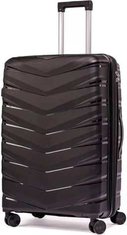 Mala De Viajem Media 23Kg Expansível Polipropileno 8 Rodas Giro 360º Resistente Cadeado Integrado Zíper Antifurto Para Despachar Tamanho M Rígida Leve (médio)