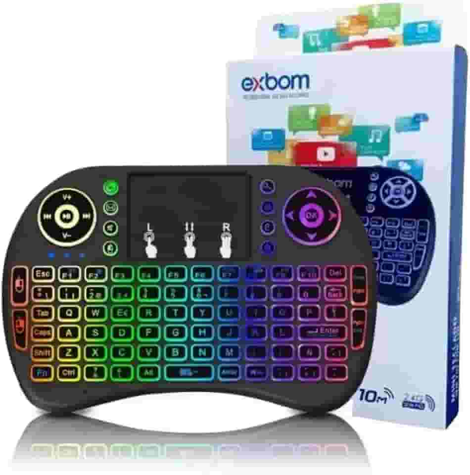 Mini Teclado Wireless Keyboard com Touchpad Com Led Usb Android Console e Tv