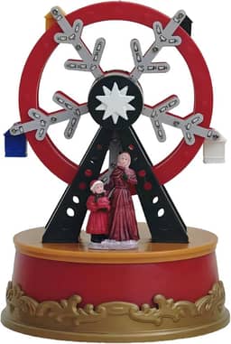 Roda-gigante Christmas Village, 8 músicas e luz LED Snow Village, edifícios colecionáveis para decoração interna de casa, presente festivo