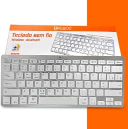 Teclado Sem Fio, Bluetooth, Ultra Slim, Silencioso, Layout ABNT2, Compatível com Windows, Mac, Android e iOS, Design Moderno, Para Tablet, Celular, Computador, Note, Teclas 'Ç' e “COMMAND', Metalizado