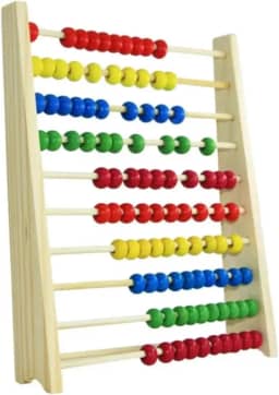 Ábaco Educativo de Madeira, 10 Colunas, Brinquedo Matemático com Contas Coloridas