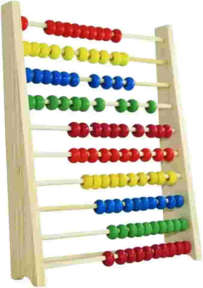 Ábaco Educativo de Madeira, 10 Colunas, Brinquedo Matemático com Contas Coloridas