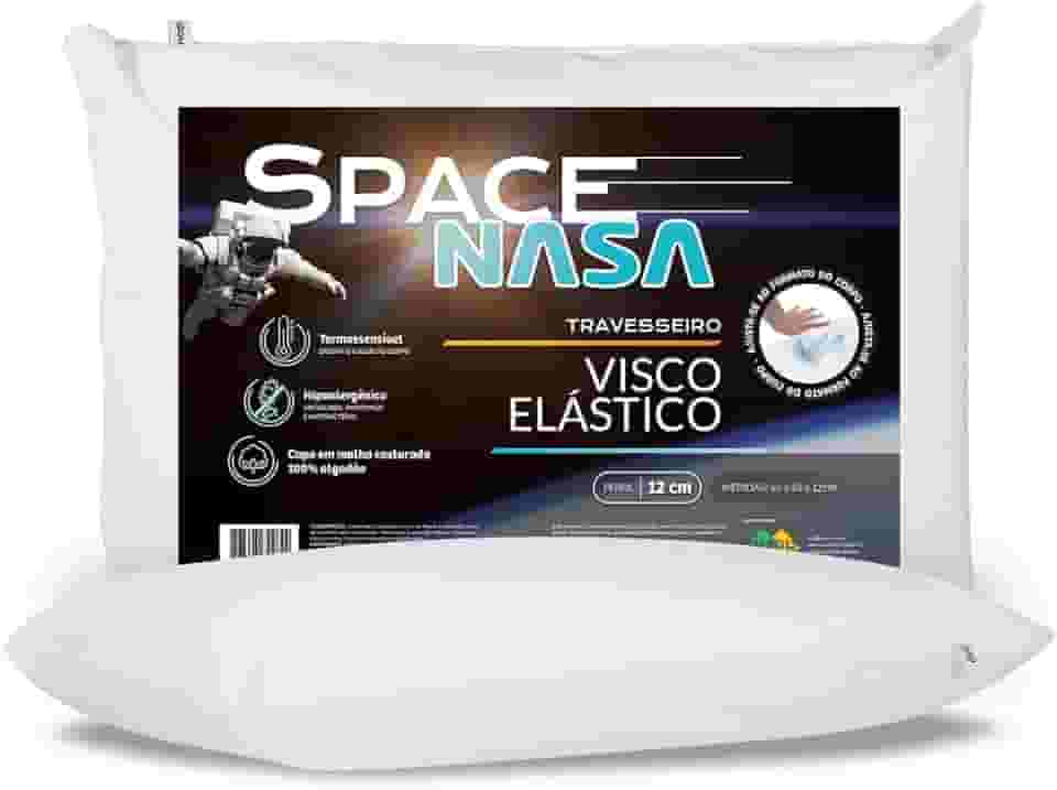 Nap Travesseiro Nasa Space Viscoelástico Médio Altura 12cm Visco D28 Premium Capa 100% algodão para fronhas 50x70cm - Branco