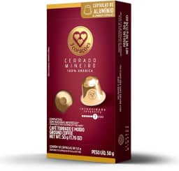 3 Corações Cápsulas de Café Cerrado Mineiro, Compatíveis com Nespresso, contém 10 cápsulas