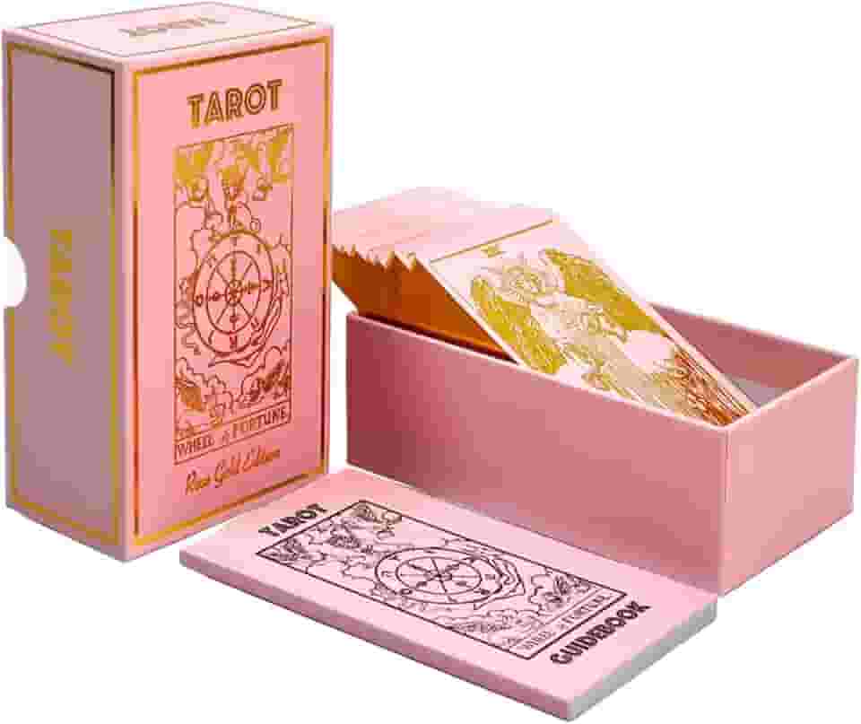 Tarô e guia de ouro rosa | Design clássico de tarô e folha dourada