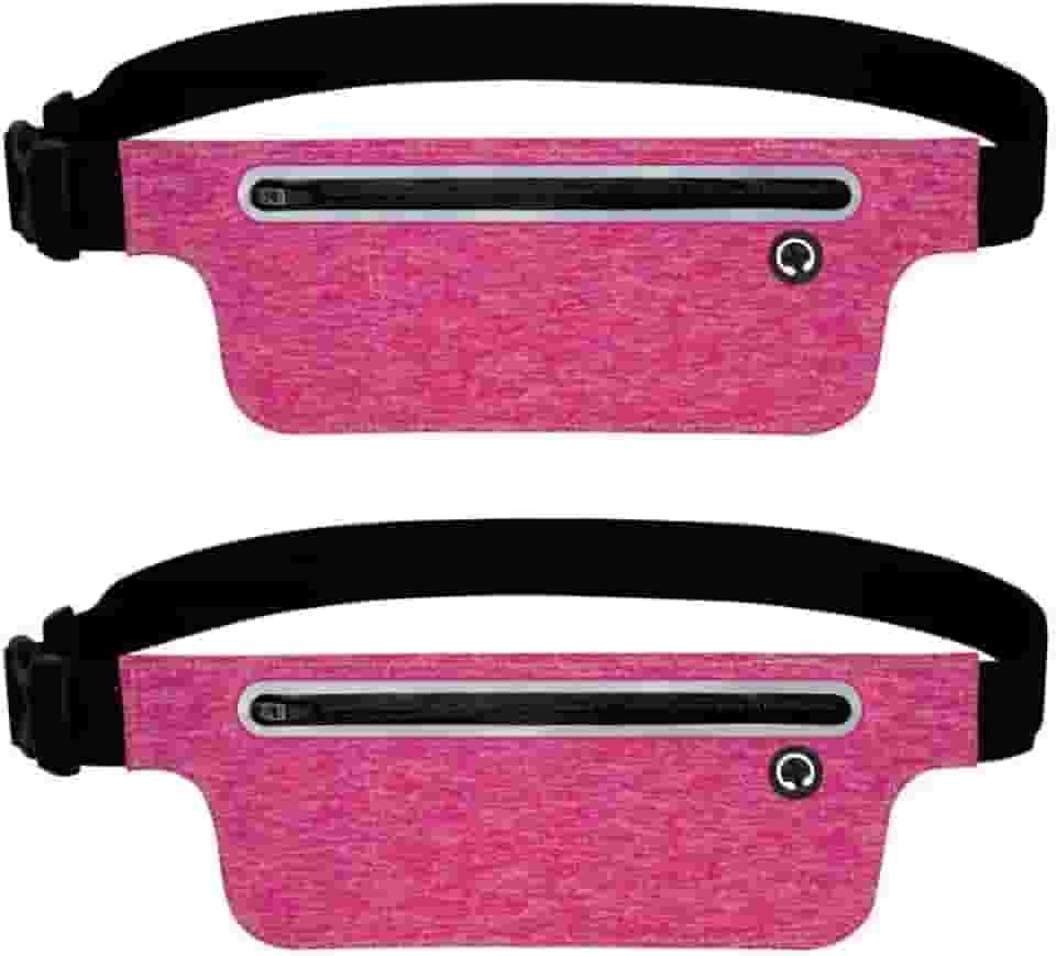 Kit 2 Pochete Esportiva Fitness Slim Impermeável Perfeita Para Corrida, Academia, Ciclismo Ou Passeios Para Levar Seu Celular, Documento e Chaves (Rosa + Rosa)