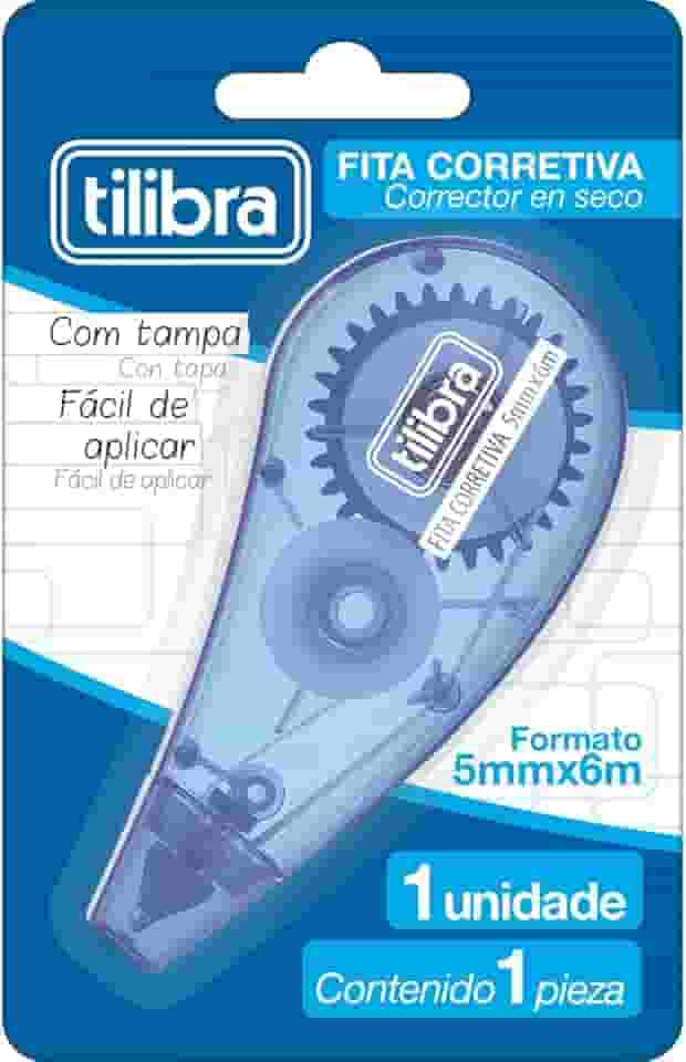 Tilibra - Corretivo em Fita 5mmx6m Azul - Blister com 1 Unidade