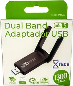 Adaptador Wireless Wifi USB 3.0 Dual Band 5Ghz e 2.4Ghz 1300mbps com duas Antenas 8X TECH