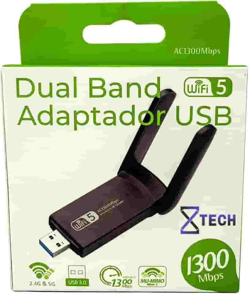 Adaptador Wireless Wifi USB 3.0 Dual Band 5Ghz e 2.4Ghz 1300mbps com duas Antenas 8X TECH