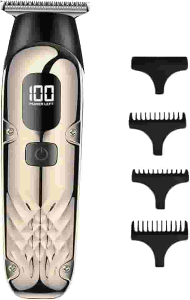 Máquina de Cortar Cabelo Profissional, Barbeador, Sem Fio, Recarregável USB, com Visor LCD, Lâmina de Titânio