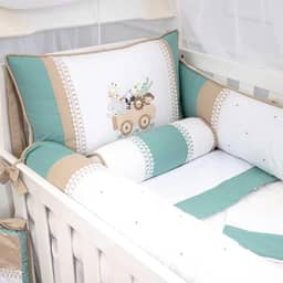 Kit Berço Safari Bichinhos Verde 100% Algodão 08 Peças