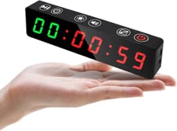 Temporizador de academia portátil, relógio de treino com bateria recarregável e ímã embutido, cronômetro de contagem regressiva/acima para academia em casa, garagem, treinamento, EMOM, Tabata