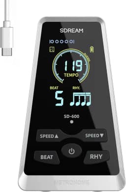SDREAM Metrônomo Digital Para Piano, Violão, Violino, Bateria, Prática De Ukulele, Ritmo, Velocidade De Batida Ajustável, Recarregável, Visor Lcd, Metrônomo Eletrônico Com Botão De Volume (Preto)