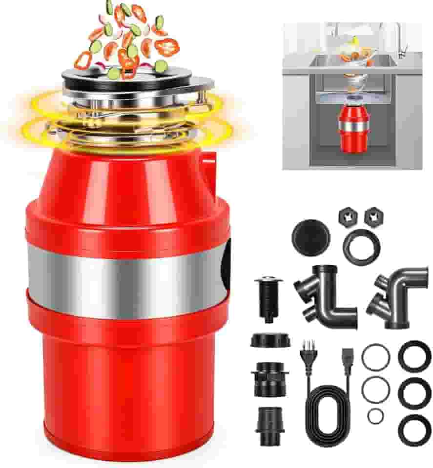 Triturador de Resíduos Alimentares (110V), Alimentos Pia, Descarte de lixo Triturador, Resíduos de Alimentos de Contínua com Interruptor de Ar, 560W