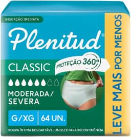 Plenitud Roupa Íntima Classic para Incontinência G/XG - 64 Un
