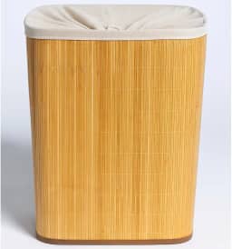 Cesto de Bambu Roupa Suja em Bambu Natural com Forro Fixo 50L Cesto Organizador Multiuso Ecológico e Dobrável para Lavanderia Área de Serviço Quarto e Banheiro Moderno Premium