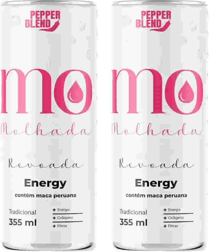 Kit 2 Energético Funcional Revoada MO Molhada 355ml Sabor Guaraná, Maca Peruana e Vitaminas Pepper Blend