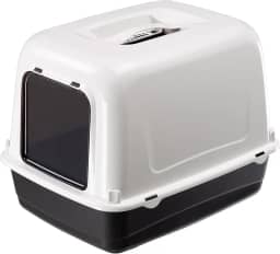 Ferplast CLEAR CAT 10, sanitário fechado para gatos com filtro de carbono antiodor, porta escurecida e alça, preto