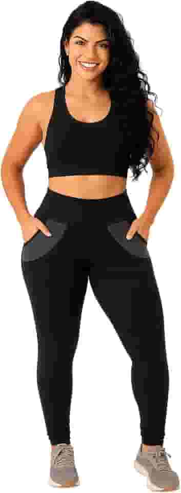 Calça Legging Feminina Grossa Com Bolso Treino Yoga Fitness