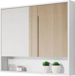 Armário De Banheiro Aéreo Espelheira Eros 2 Portas Branco