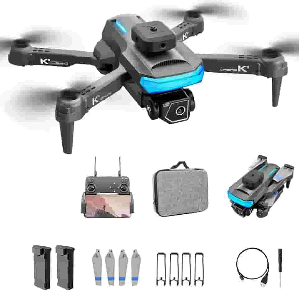 Drone com Câmera 4K, Controle Remoto Drones, 100m de Alcance Gps Profissional Drone Fpv, Sensor de Obstáculos em 4 Direções, com Bolsa de Transporte, 2 Baterias 3.7V 1800mAh, Brinquedos Educativos Aniversário (XT5)