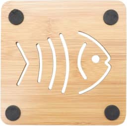 Tuut, Linha Bambu, Descanso de Panela Quadrado Decorado, Natural, 12cm