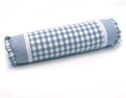 Travesseiro de apoio lombar Edomi com gola cervical e travesseiro de trigo sarraceno arredondado para amortecimento lateral e suporte nas costas, enchimento de cascos de trigo sarraceno, Azul, 15x4 Inch, 1