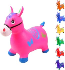 Cavalinho Upa Upa Musical Pula Pula Grande Com Luz E Sons De Cavalo Premium Poiqo (Rosa)
