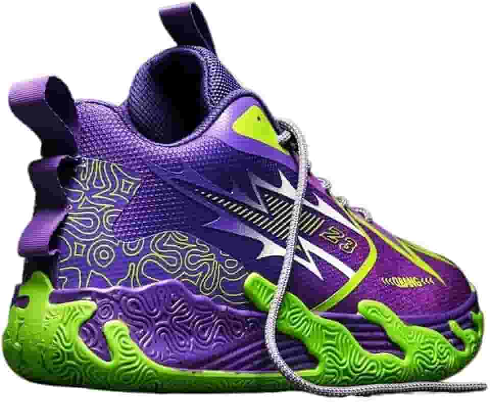 Bolognifi Tênis de basquete de cano alto masculino, calçados esportivos de treinamento de malha, solas de borracha ao ar livre, botas de basquete antiderrapantes, tênis de corrida(Purple,40 BR)