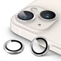 Proteção Lente 14/15 E 14 Plus /15 Plus Lente Câmera Protetor Película Aro Simples Compatível iPhone Kit (Prata)